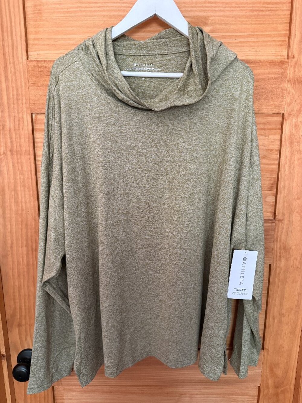 Athleta NWT Uptempo II Hoodie Sweatshirt Lightweight Peat/Shadow Olive Green 3XL